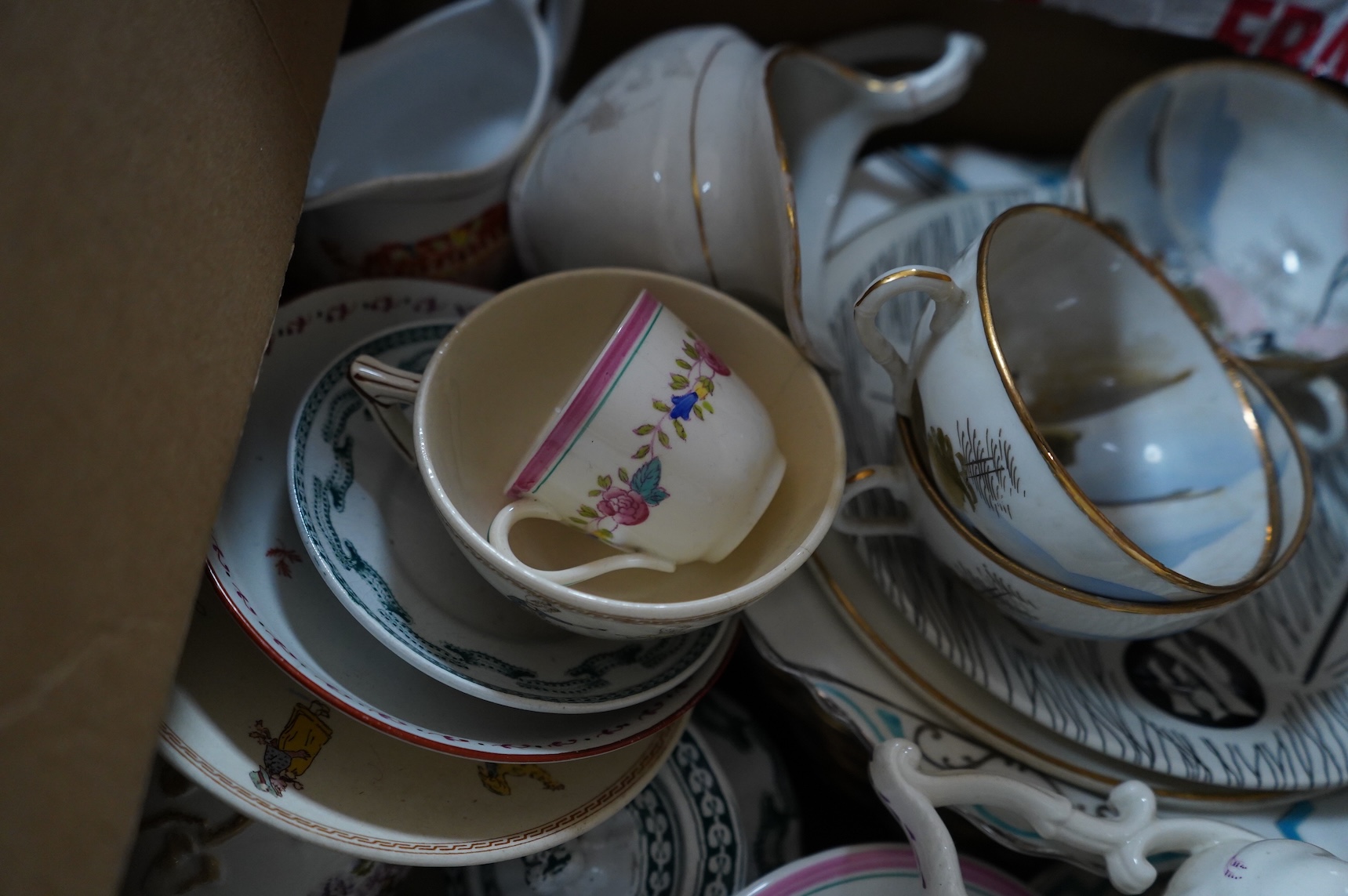 A large collection of various ceramics to include a Ridgways Homemaker plate, Japanese tea set and stoneware jugs